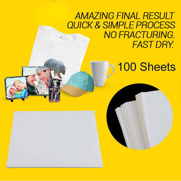 A4 Premium Sublimation Paper | 105G | 100 Sheets | High quality | EXCELLENT PERFORMANCE - Dry in seconds | Vibrant Colours